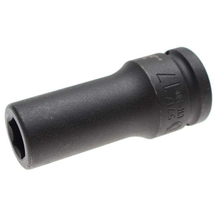 Kraft-Einsatz - tief - 3/4" Antrieb - 17 mm - CR-MO-Stahl - phosphatiert - mit Rille und Bohrung für Haltekugel