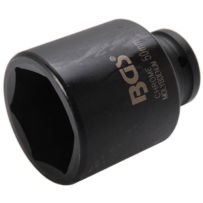 Kraft-Einsatz - tief - 3/4" Antrieb - 50 mm - CR-MO-Stahl - phosphatiert - mit Rille und Bohrung für Haltekugel