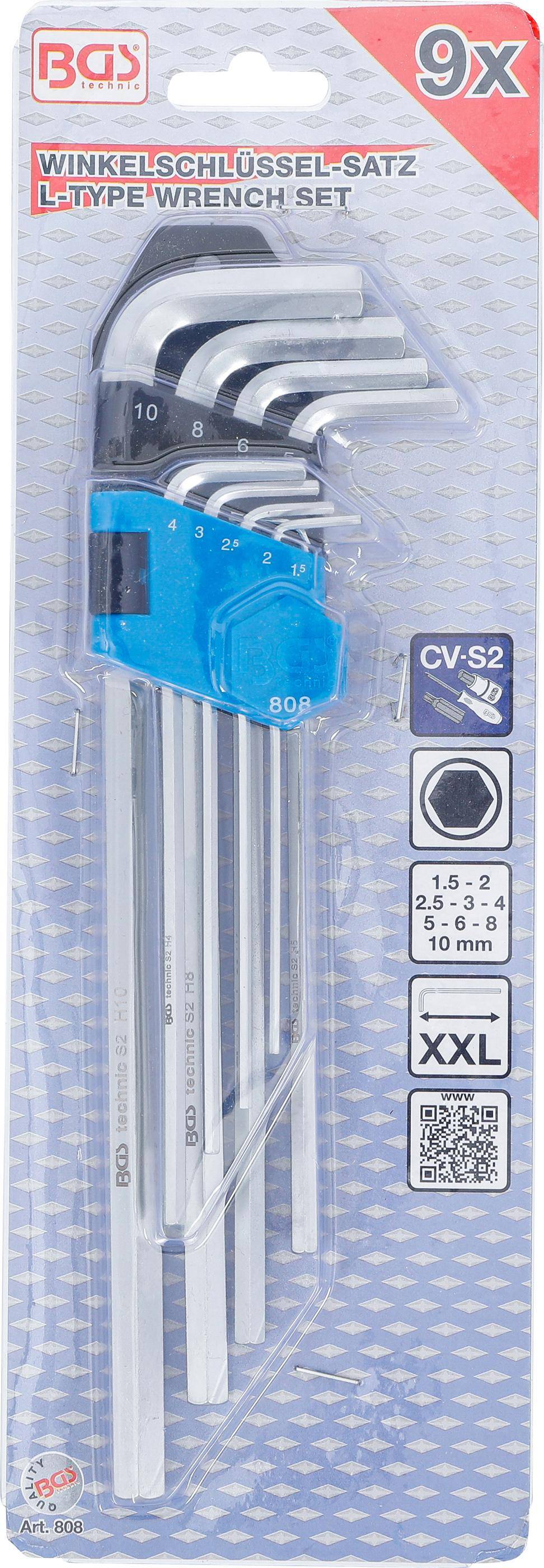 BGS Winkelschlssel-Satz | extra lang | Innensechskant 1,5 - 10 mm |