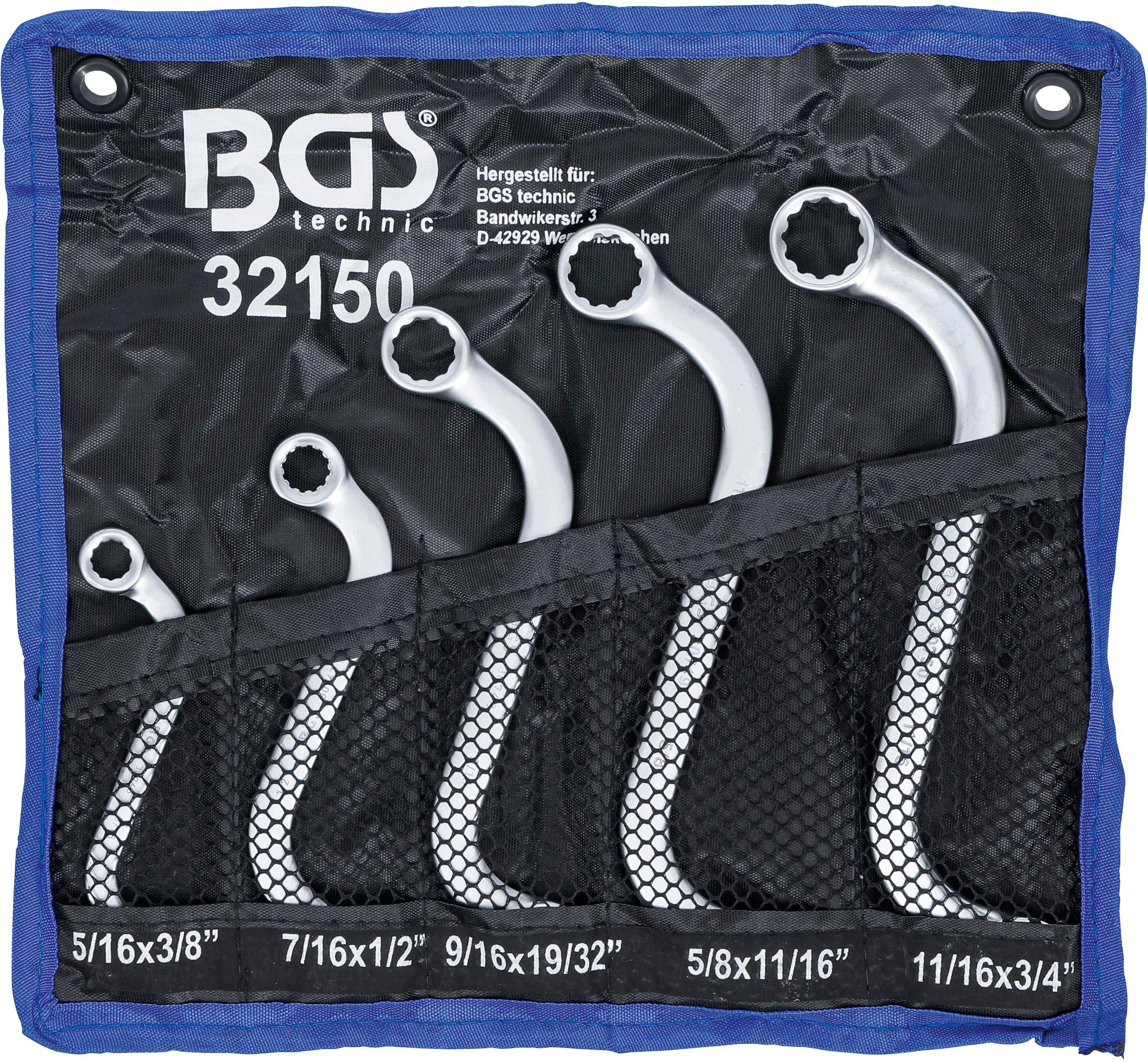 BGS S-Form Doppel-Ringschlüssel-Satz | Zollgrößen | SW 3/8" - 3/4" |