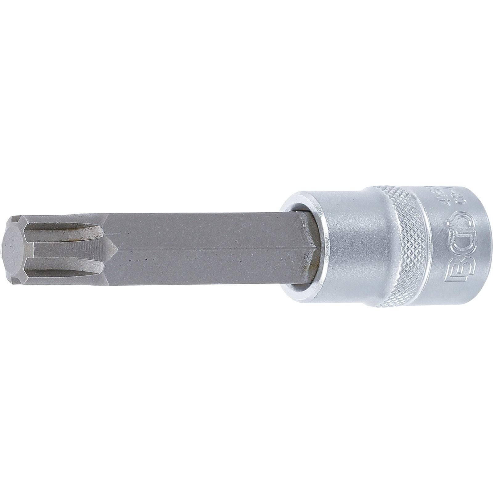 Ein Sechskant-Schraubendreher-Einsatz mit einer sechseckigen Metallspitze und einer zylindrischen Metallbasis, der zum Befestigen von Schrauben oder Bolzen bei mechanischen Arbeiten verwendet wird.