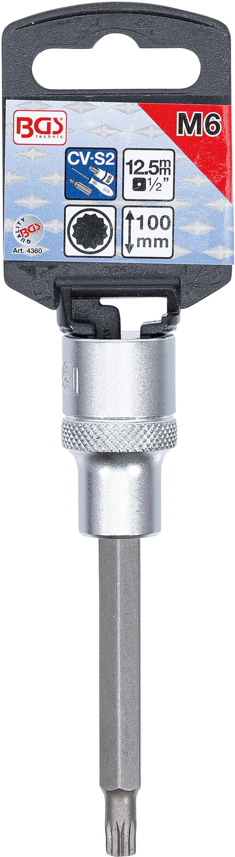 Bit-Einsätze 1/2" Innenvielzahn - 100 mm lang - Innenvielzahn M 6