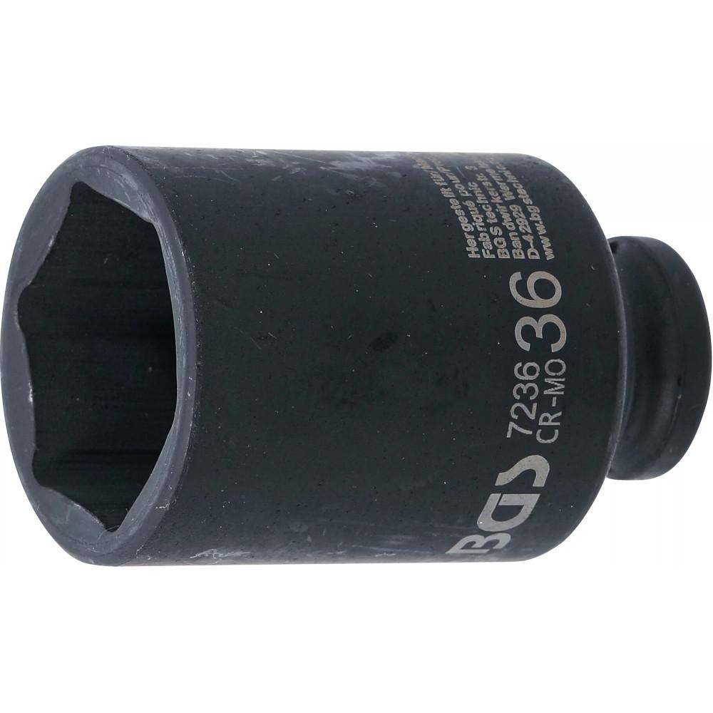 Kraft-Steckschlüssel-Einsatz - Sechskant - tief - SW 36 mm - Antrieb Innenvierkant 12,5 mm (1/2")