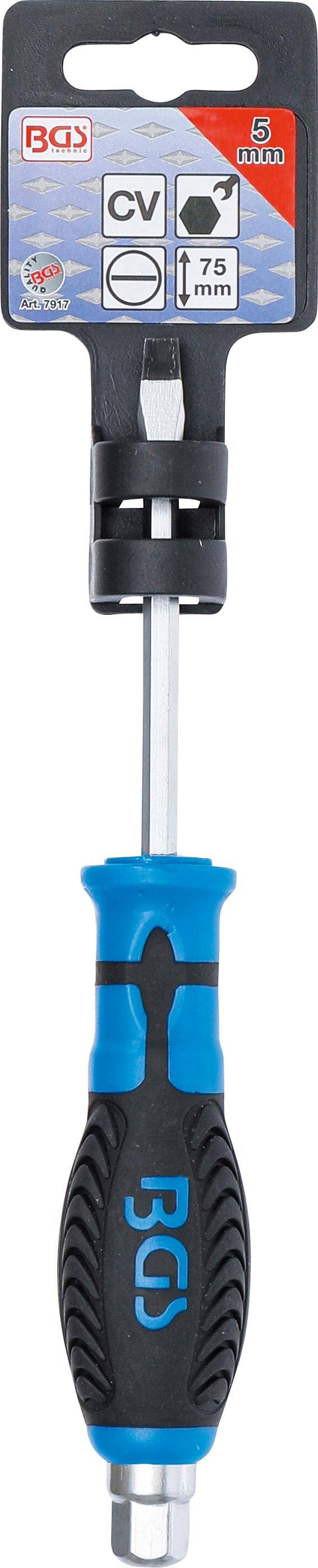 BGS technic Schraubendreher | mit Auensechskant | Schlitz 5 mm |