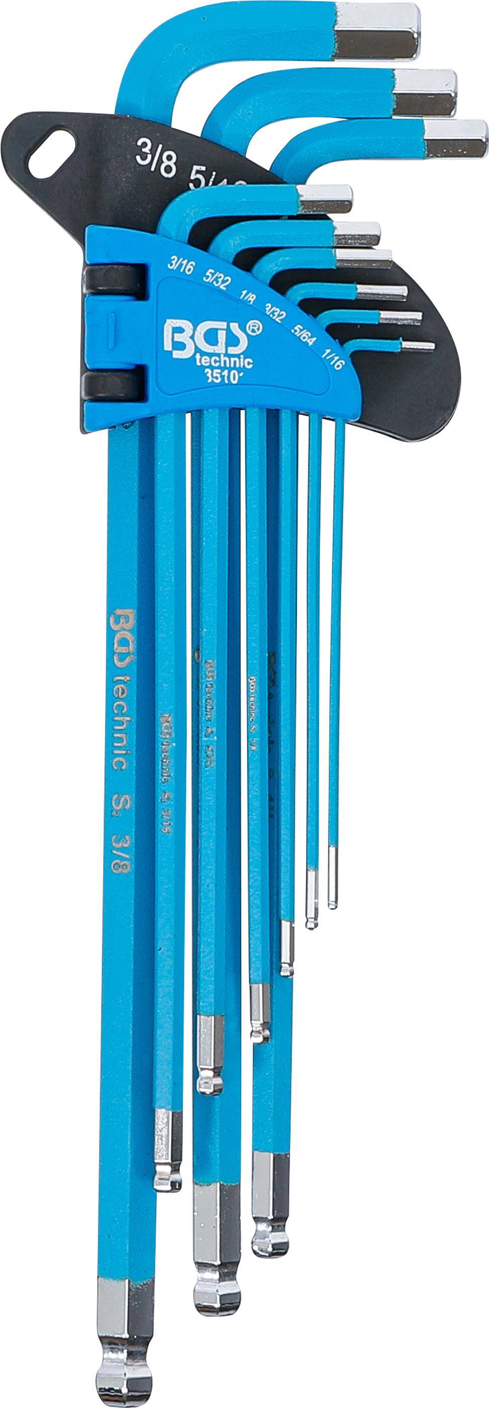 BGS Winkelschlüssel-Satz | extra lang | Innensechskant | Zollgrößen |