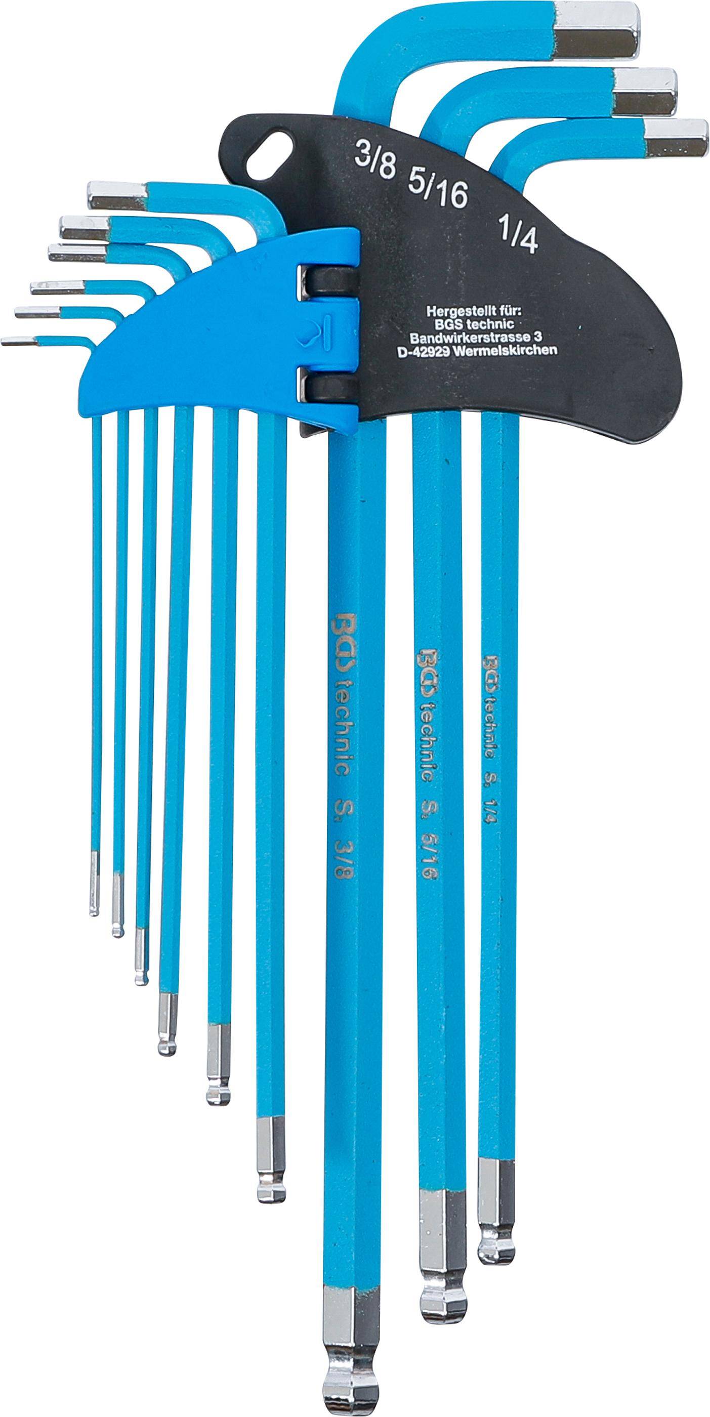 BGS Winkelschlüssel-Satz | extra lang | Innensechskant | Zollgrößen |