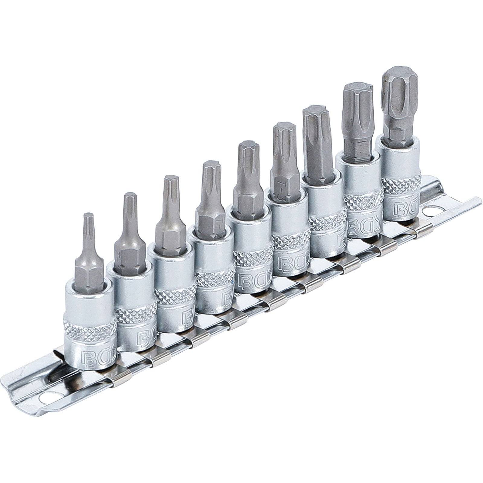 BGS Bit-Einsatz-Satz Antrieb Innenvierkant 6,3 mm (1/4") T-Profil (für Torx) T10 - T50 9tlg. - 2164