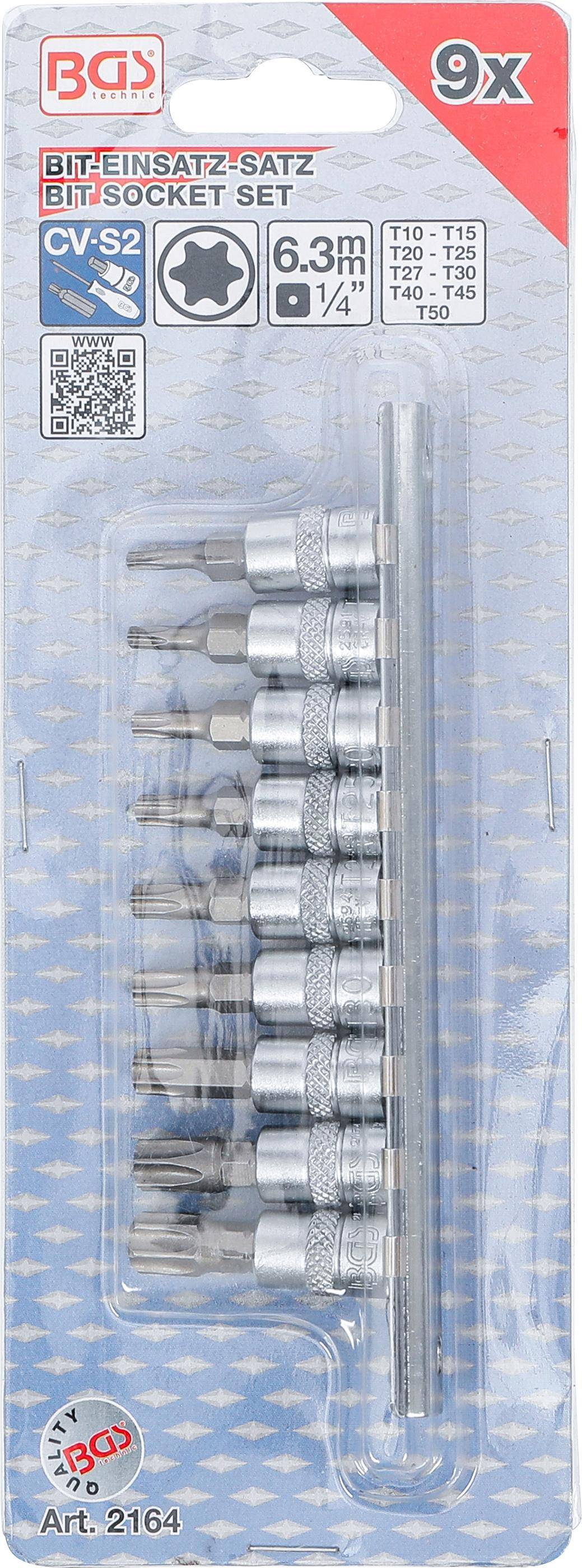 BGS Bit-Einsatz-Satz | Antrieb Innenvierkant 6,3 mm (1/4") | T-Profil