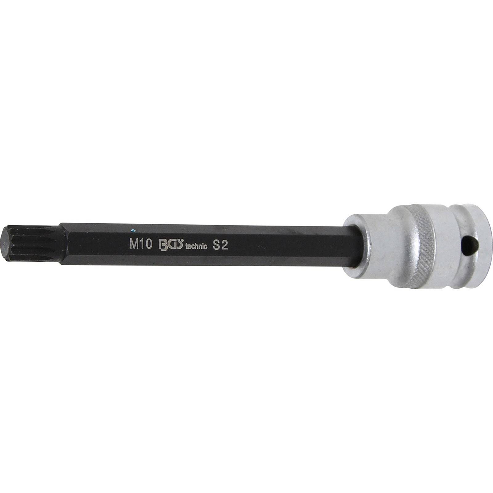 S2 Hex Torx Bit, Größe M10, mit einem Metall-Socketadapter, zum Antreiben von Schrauben oder Bolzen, die einen Torx-Antrieb erfordern.