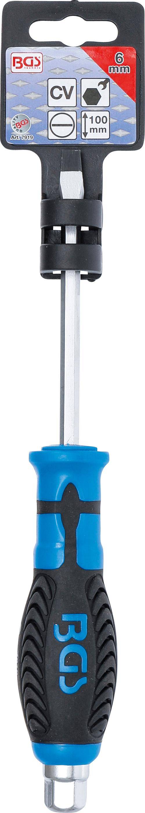 BGS Schraubendreher | mit Außensechskant | Schlitz 6 mm |