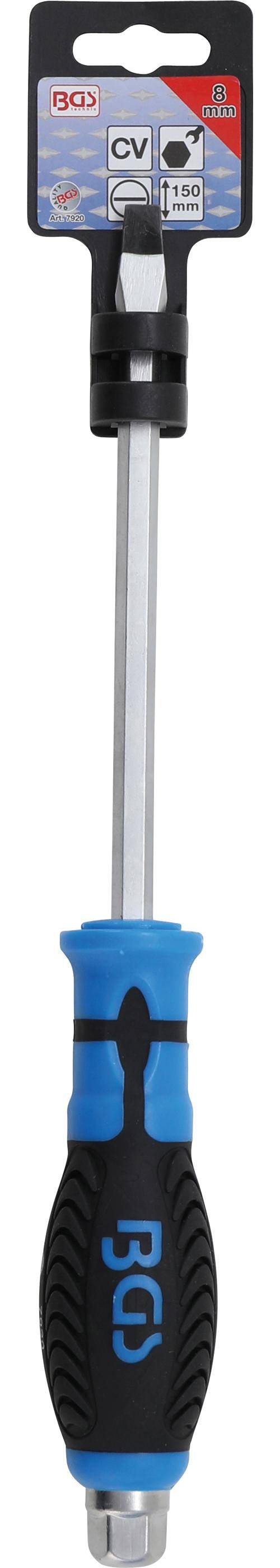 BGS Schraubendreher | mit Auensechskant | Schlitz 8 mm | Klingenlnge
