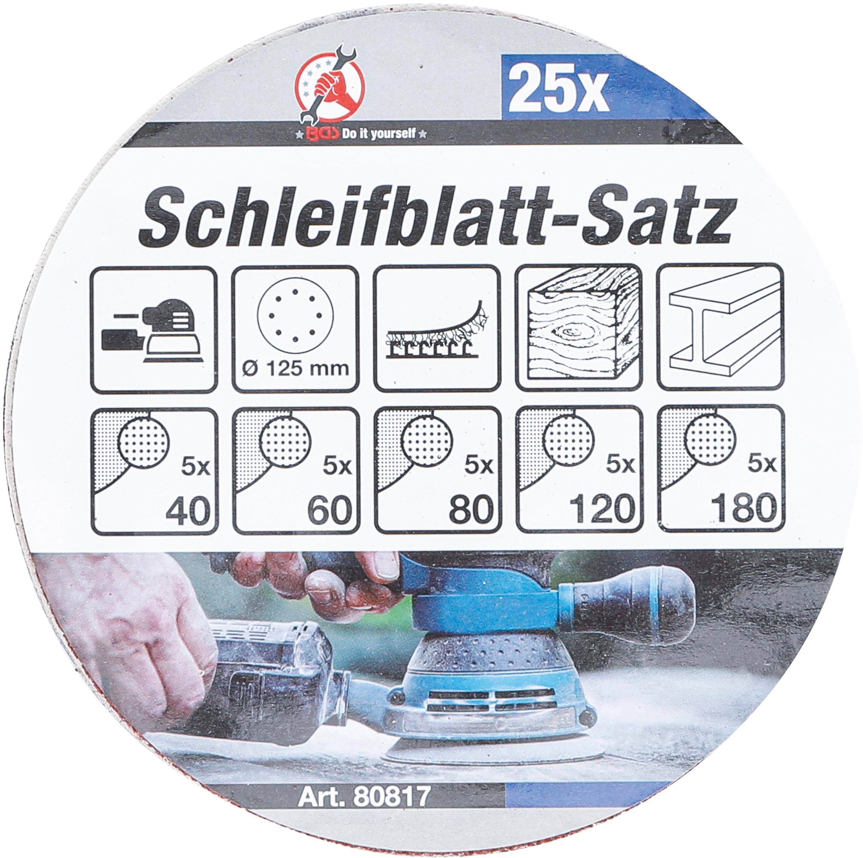 BGS Do It Yourself Schleifblatt-Satz für Exzenterschleifer | Ø 125 mm