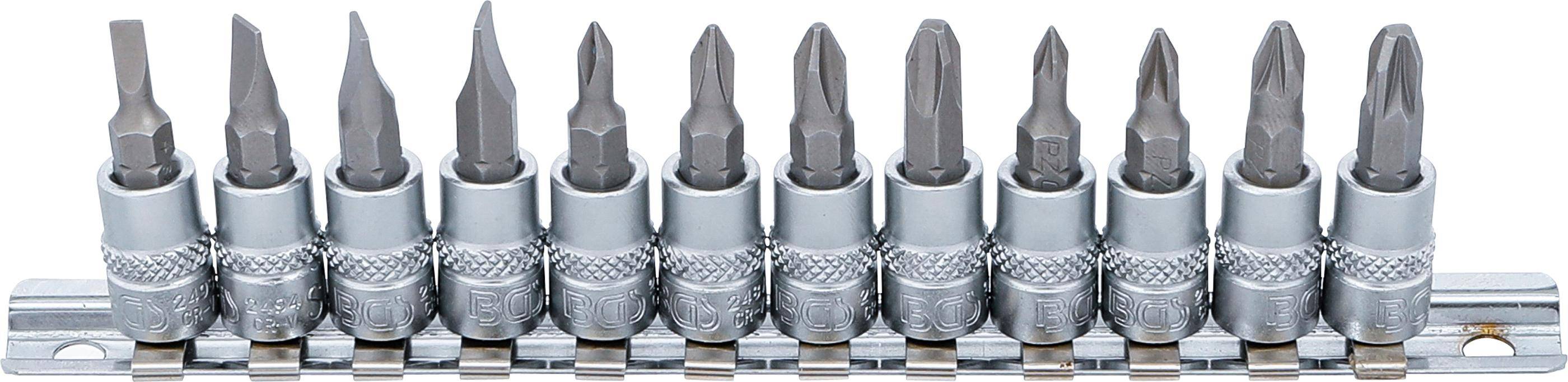 BGS Bit-Einsatz-Satz | Antrieb Innenvierkant 6,3 mm (1/4") | Schlitz,