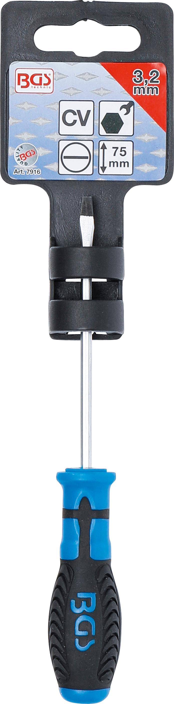 BGS Schraubendreher | mit Auensechskant | Schlitz 3,2 mm |