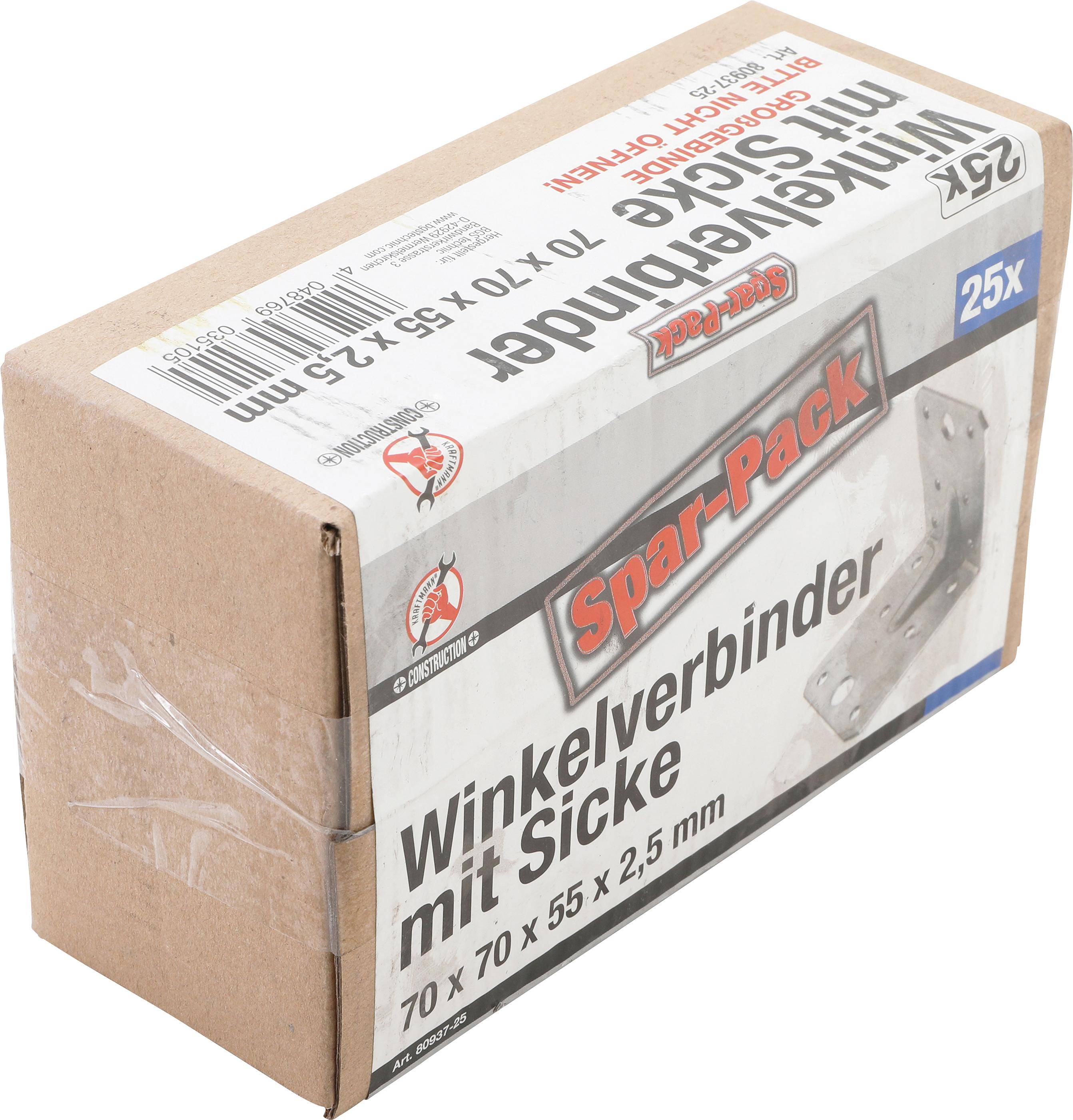 BGS Diy Winkelverbinder | mit Sicke | 70 x 70 x 55 x 2,5 mm |