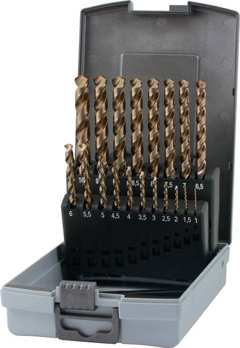 Spiralbohrer-Satz DIN 338 UNI D.1-10x0,5mm HSS-Co5 19-tlg.