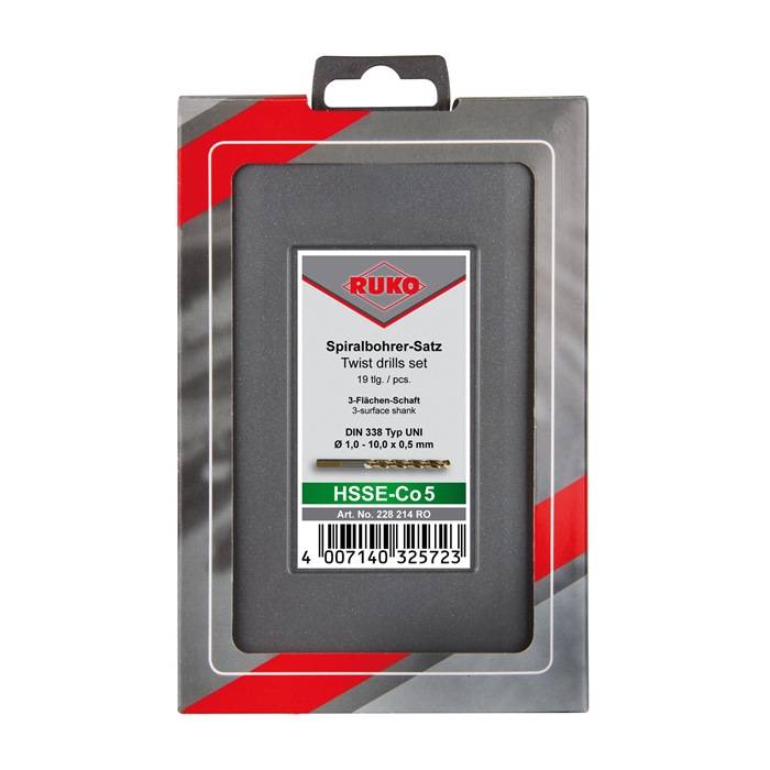 Spiralbohrer-Satz DIN 338 UNI D.1-10x0,5mm HSS-Co5 19-tlg.