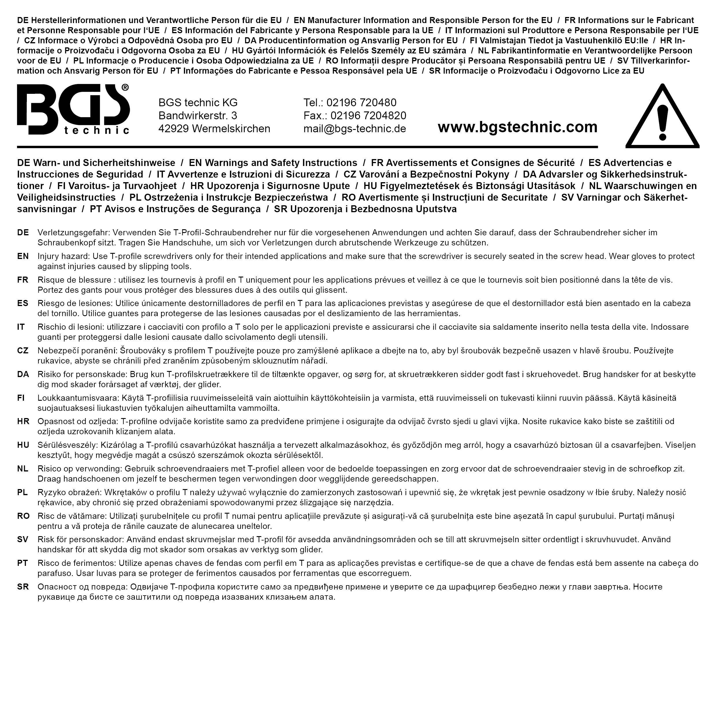 BGS technic Schraubendreher-Satz mit Wechselklingen | T-Profil (fr