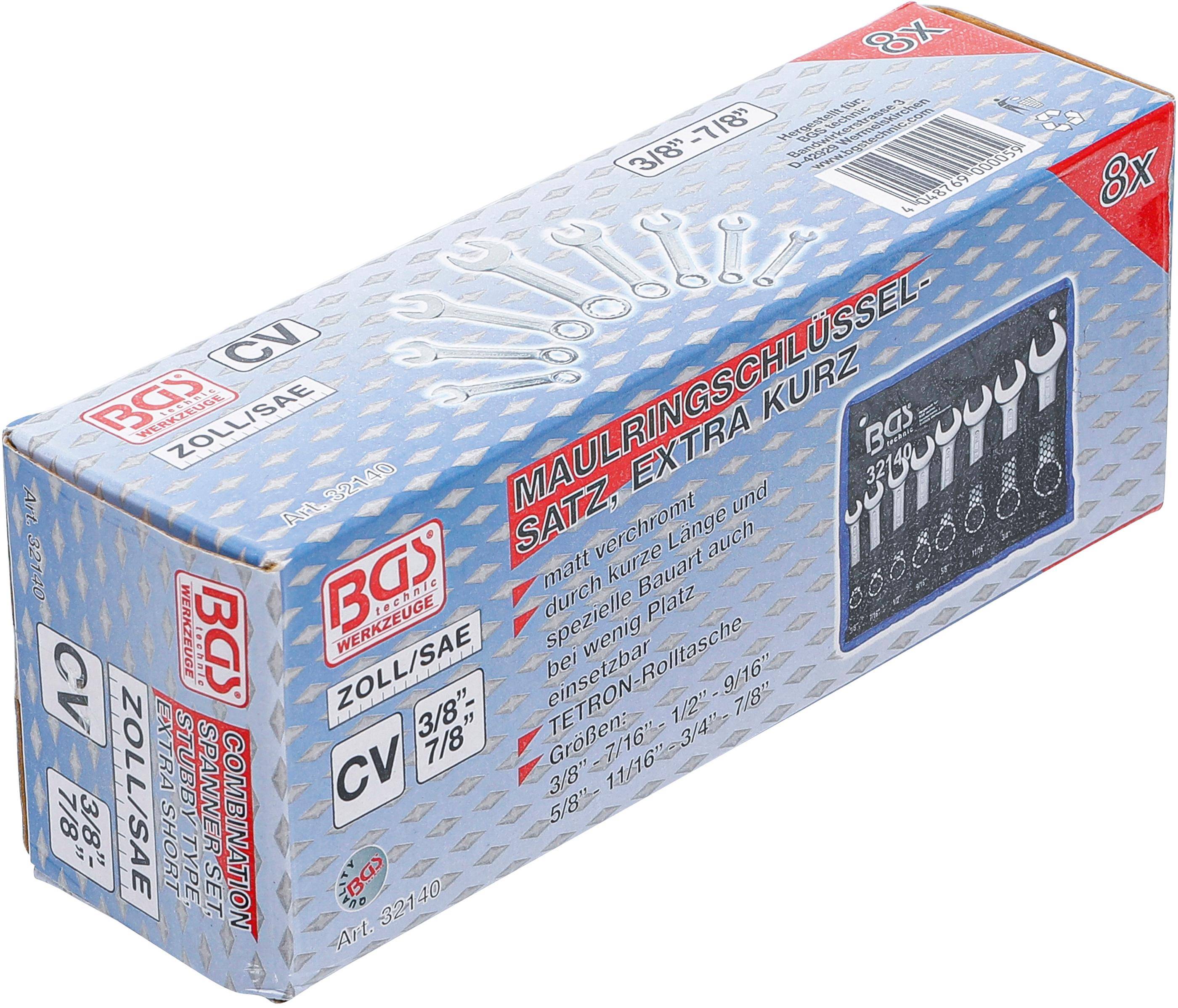 BGS Maul-Ringschlssel-Satz | extra kurz | Zollgren | SW 3/8" - 7/8" |