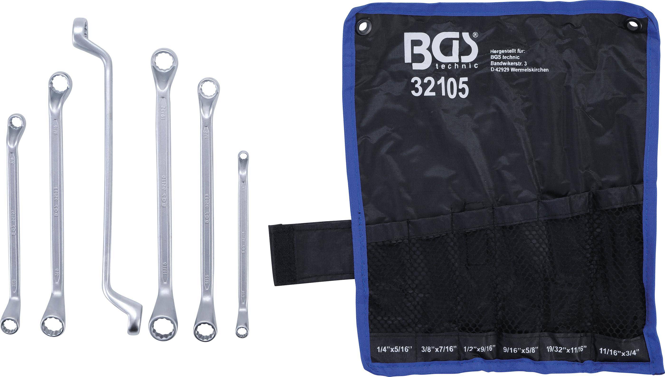 BGS Doppel-Ringschlssel-Satz | tief gekrpft | Zollgren | SW 1/4" -