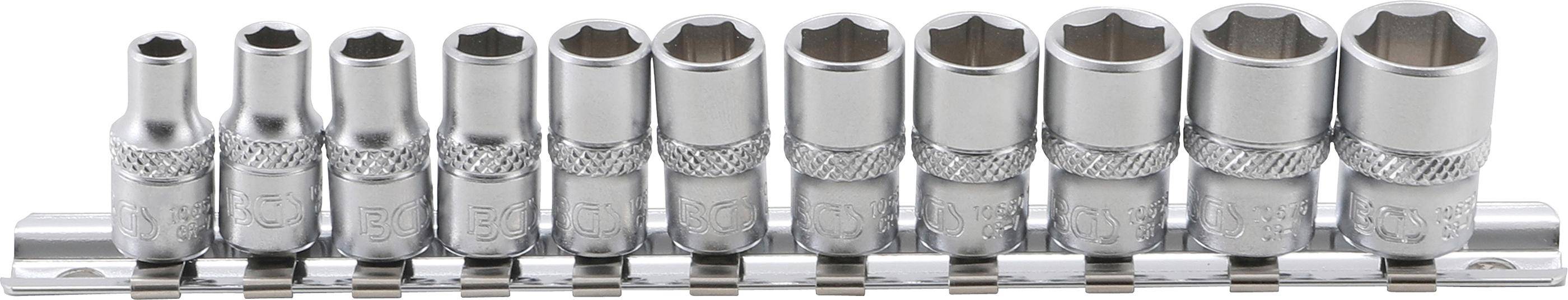 BGS Steckschlüssel-Einsatz-Satz Sechskant | Antrieb Innenvierkant 6,3