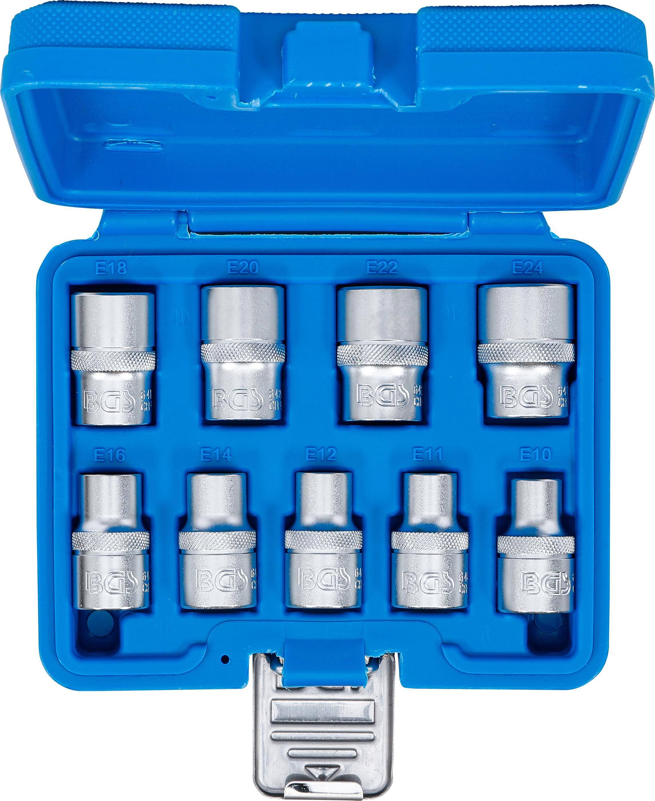 BGS Steckschlssel-Einsatz-Satz E-Profil | Antrieb Innenvierkant 12,5