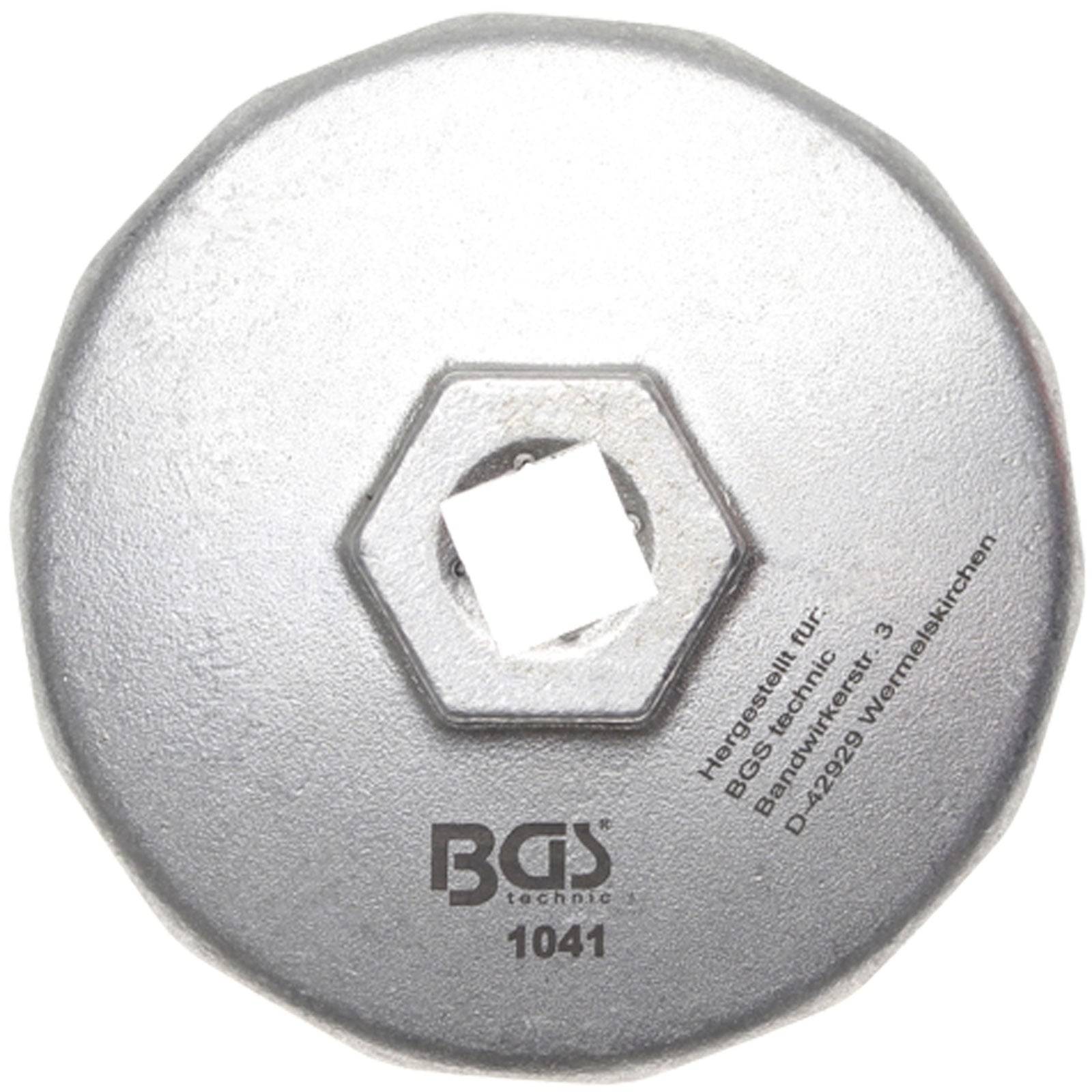 Eine Draufsicht eines Metalwerkzeugs mit sechseckigem Zentrum, markiert mit 'BGS 1041', das für automotive oder mechanische Anwendungen verwendet wird.