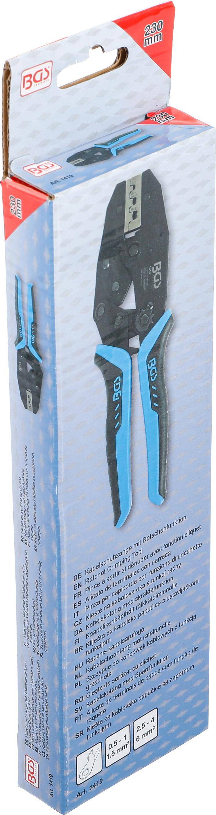 BGS Kabelschuhzange mit Ratschenfunktion | fr unisolierte Kabelschuhe