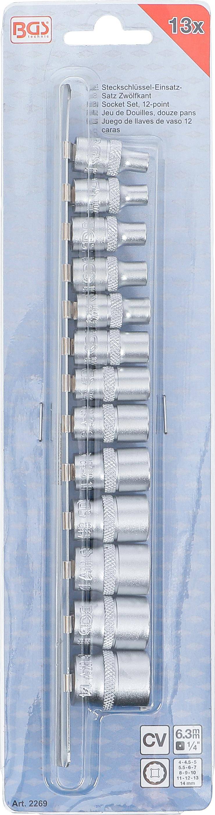 BGS Steckschlssel-Einsatz-Satz Zwlfkant | Antrieb Innenvierkant 6,3