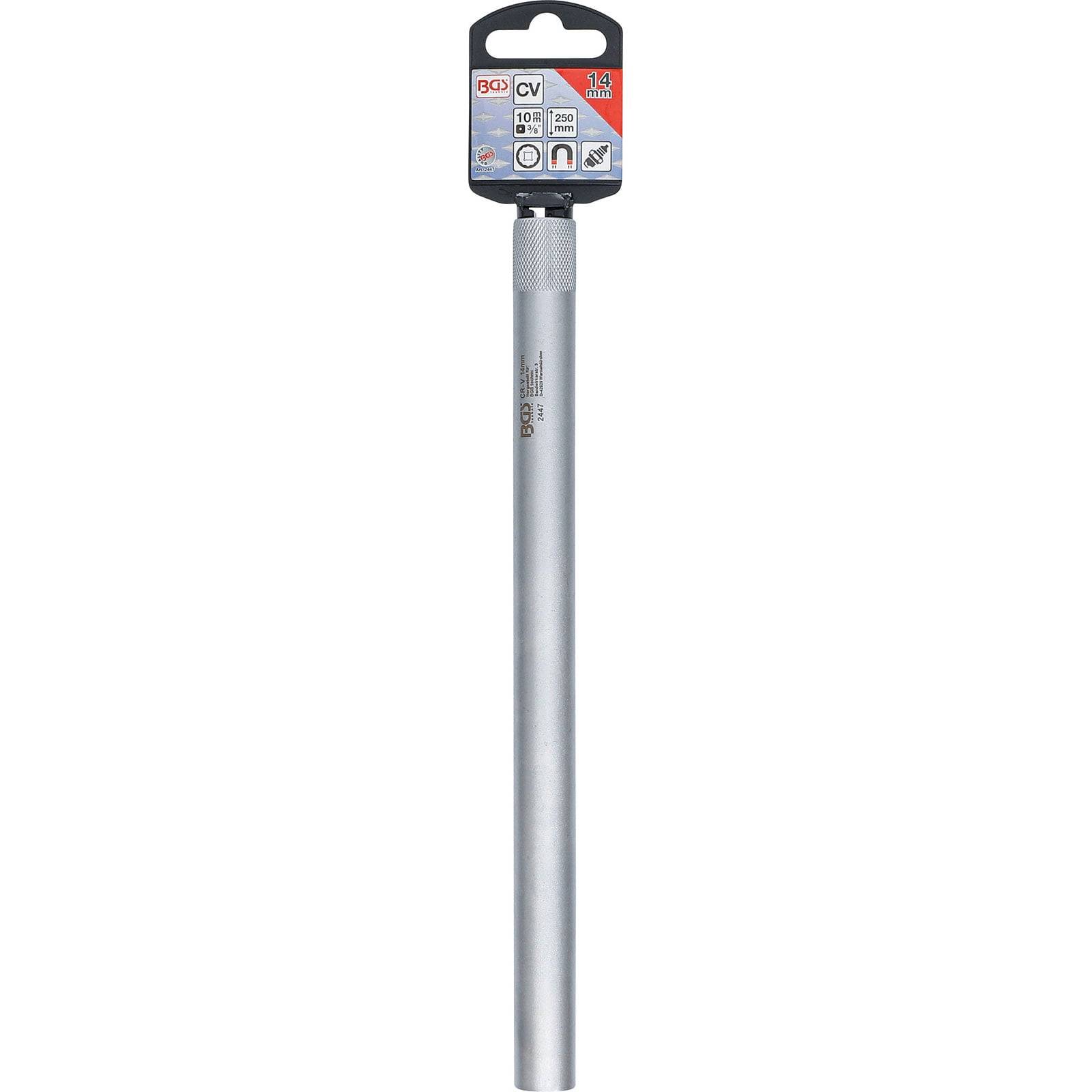 BGS Zündkerzen-Einsatz mit Magnet Zwölfkant extra lang Antrieb Innenvierkant 10 mm (3/8") SW 14 mm - 2447