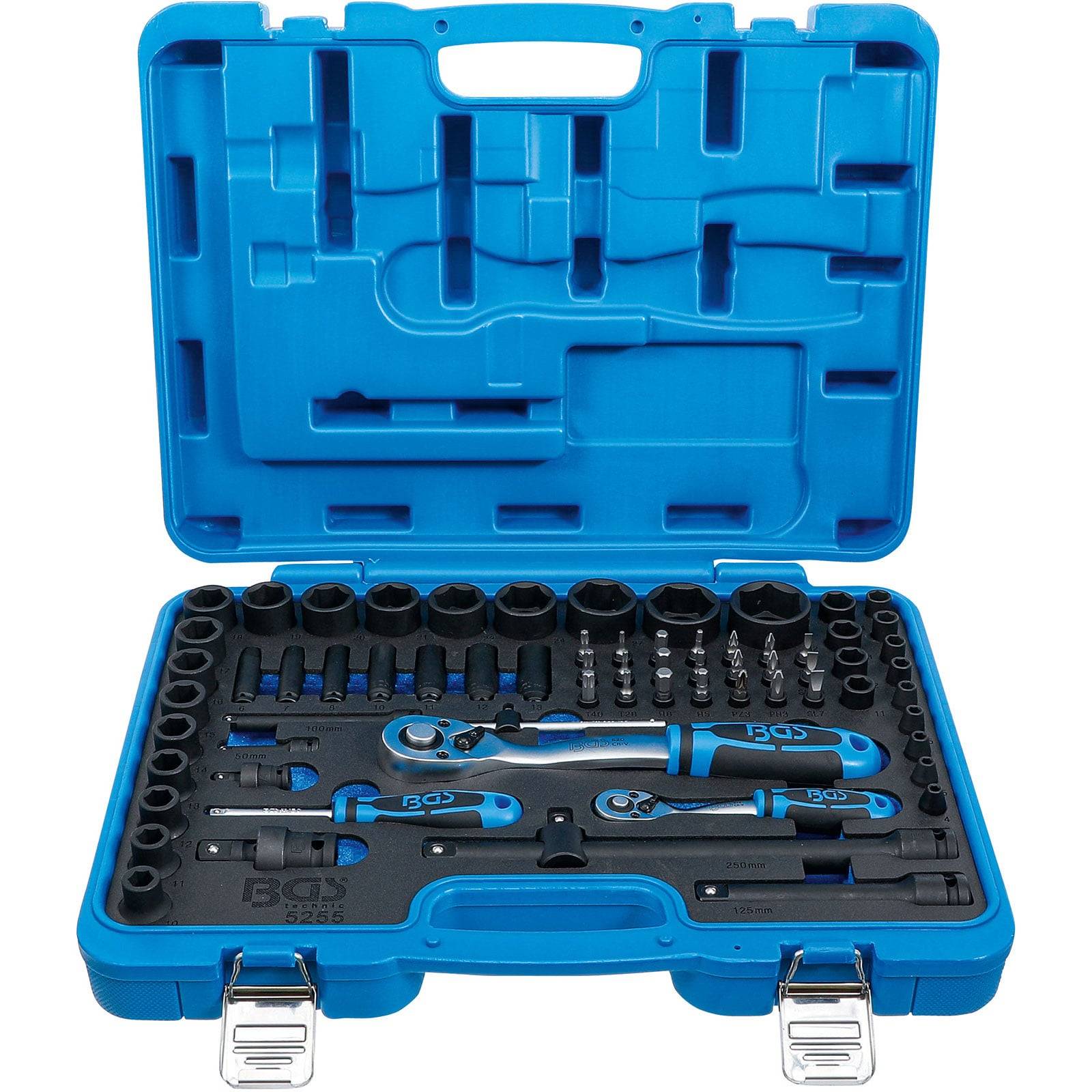 BGS Kraft-Steckschlüssel-Satz Sechskant 6,3 mm (1/4") + 12,5 mm (1/2") 69tlg. - 5255