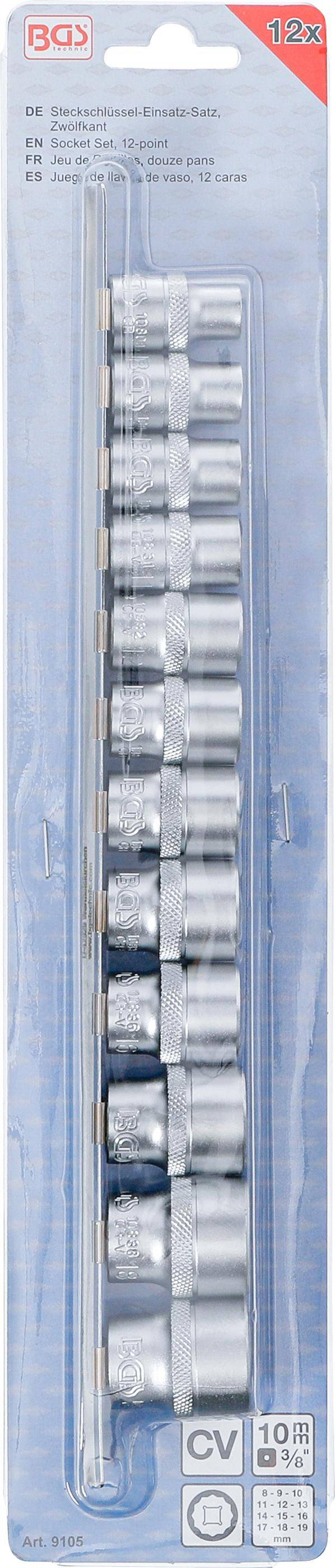 BGS Steckschlssel-Einsatz-Satz, Zwlfkant | Antrieb Innenvierkant 10