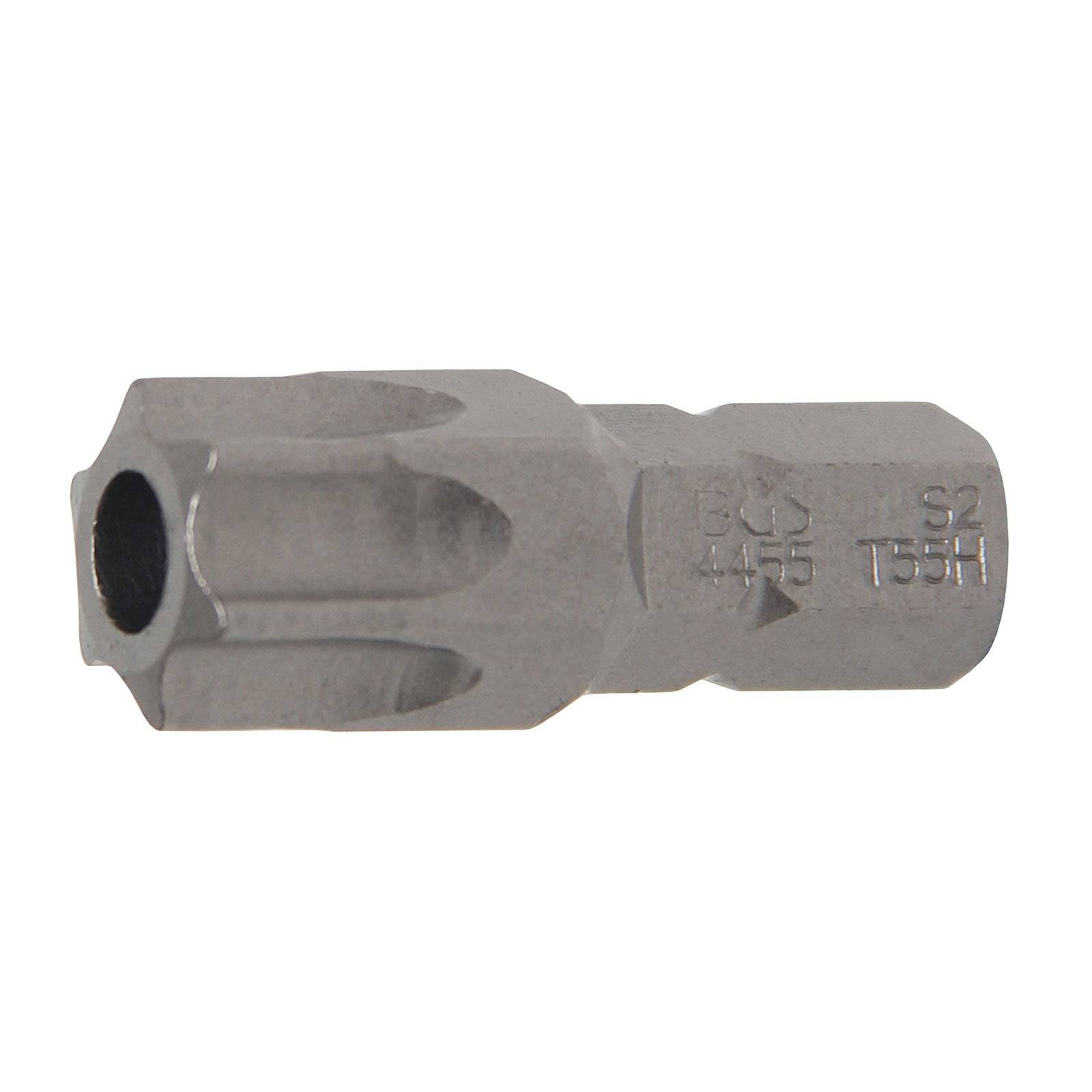 Schraubendreher-Bit mit sternförmiger Spitze, gekennzeichnet mit BGS 4455 S2 T55H, verwendet für Torx-Schrauben.