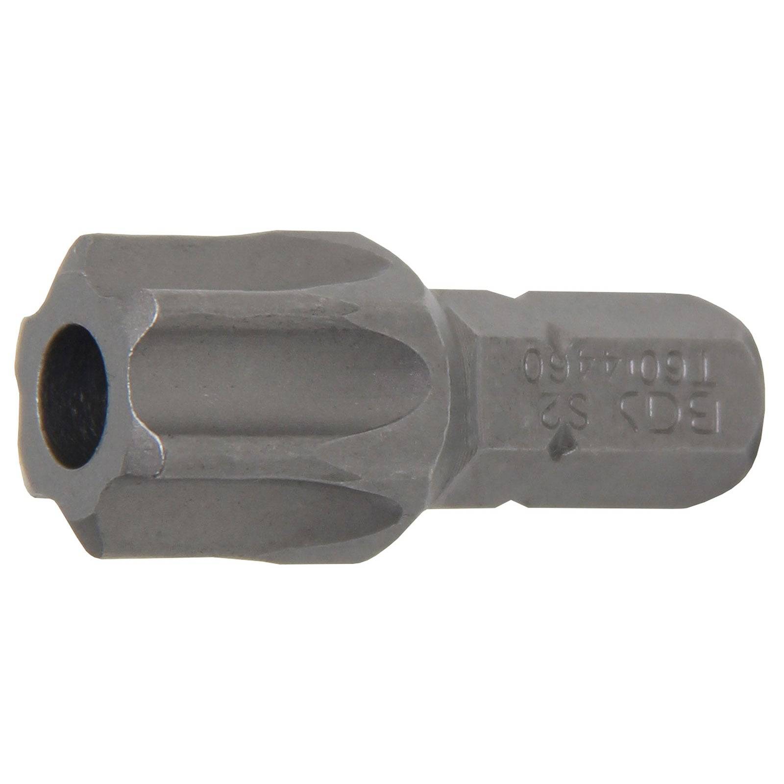 Ein Metallsockelwerkzeug mit einem hohlen, sechseckigen Ende, das seitlich mit einer Modellnummer und 'EDS' beschriftet ist.