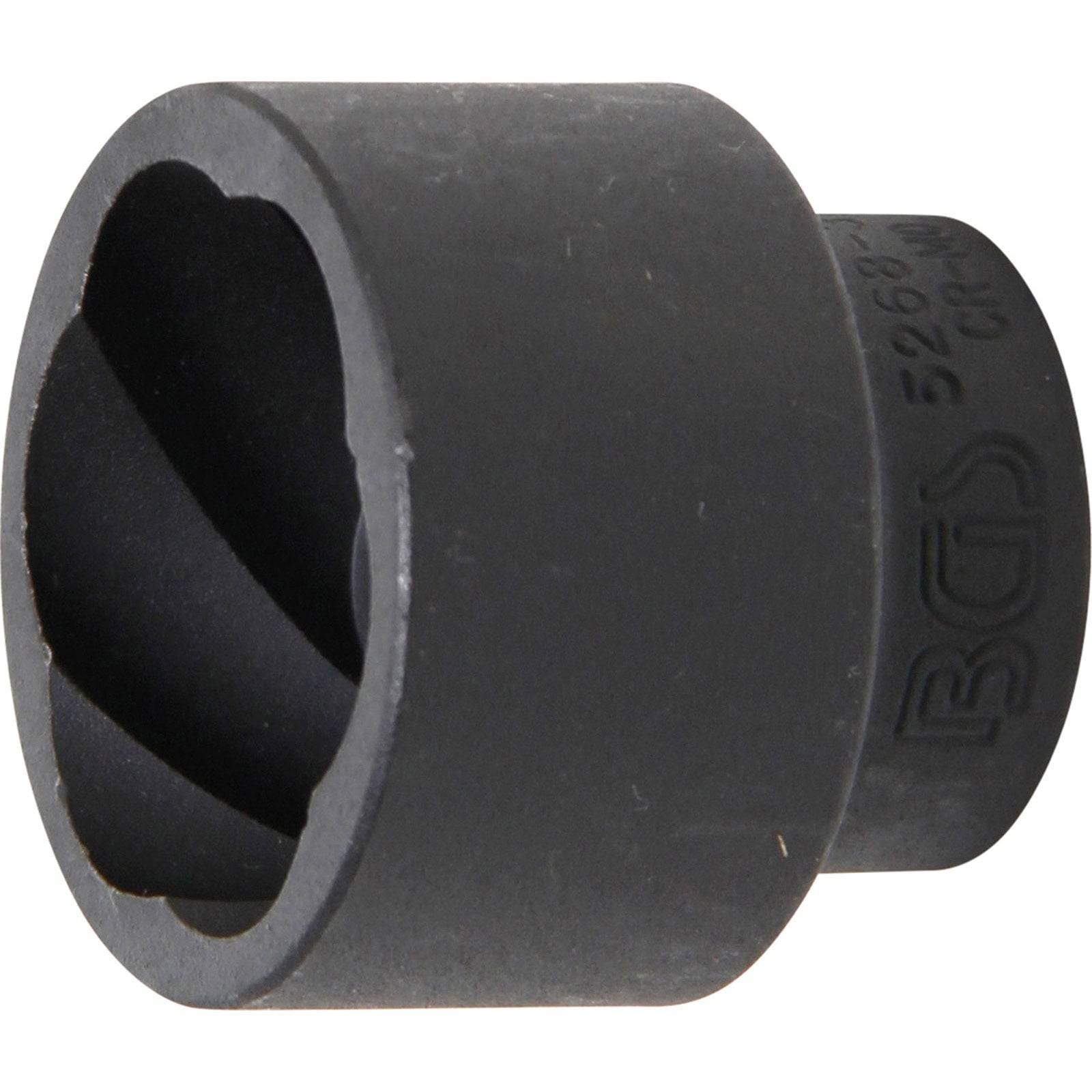 Ein dunkles zylindrisches Werkzeug mit einem hohlen Zentrum und abgeschrägten Kanten, das für spezifische mechanische Anwendungen verwendet wird.