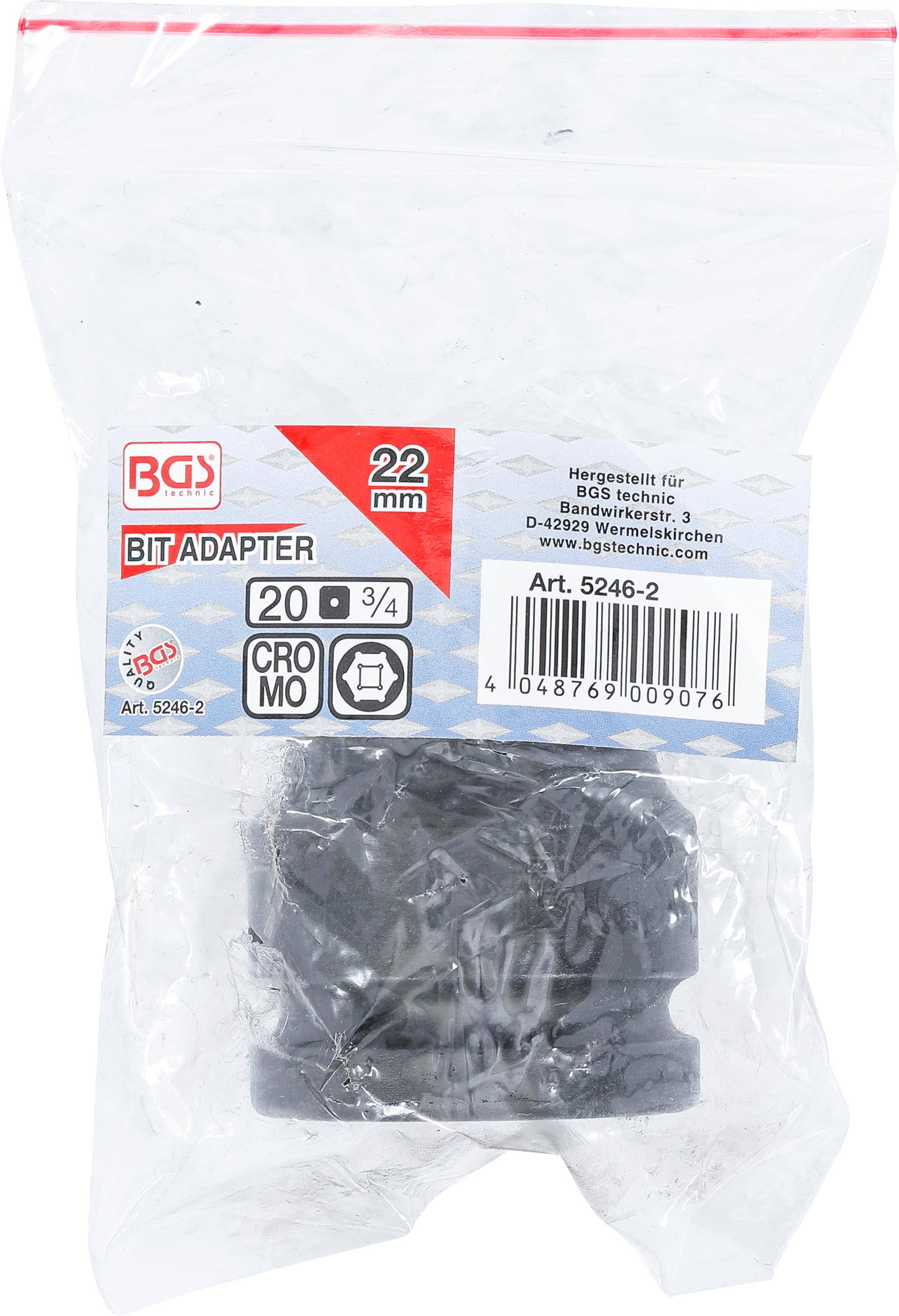 BGS technic Bit-Adapter | fr Art. 5246 | Innenvierkant 20 mm (3/4") -
