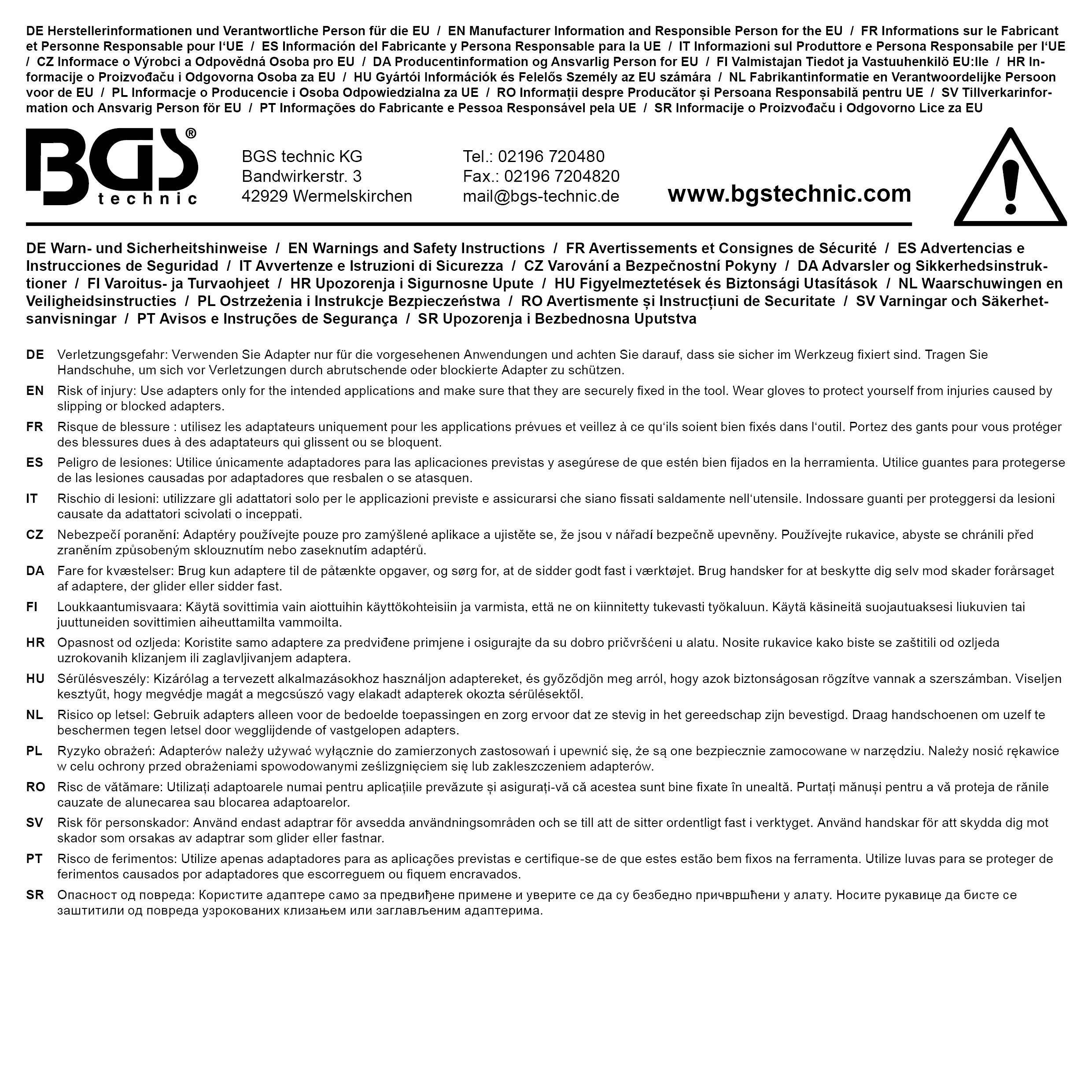 BGS technic Bit-Adapter | fr Art. 5246 | Innenvierkant 20 mm (3/4") -