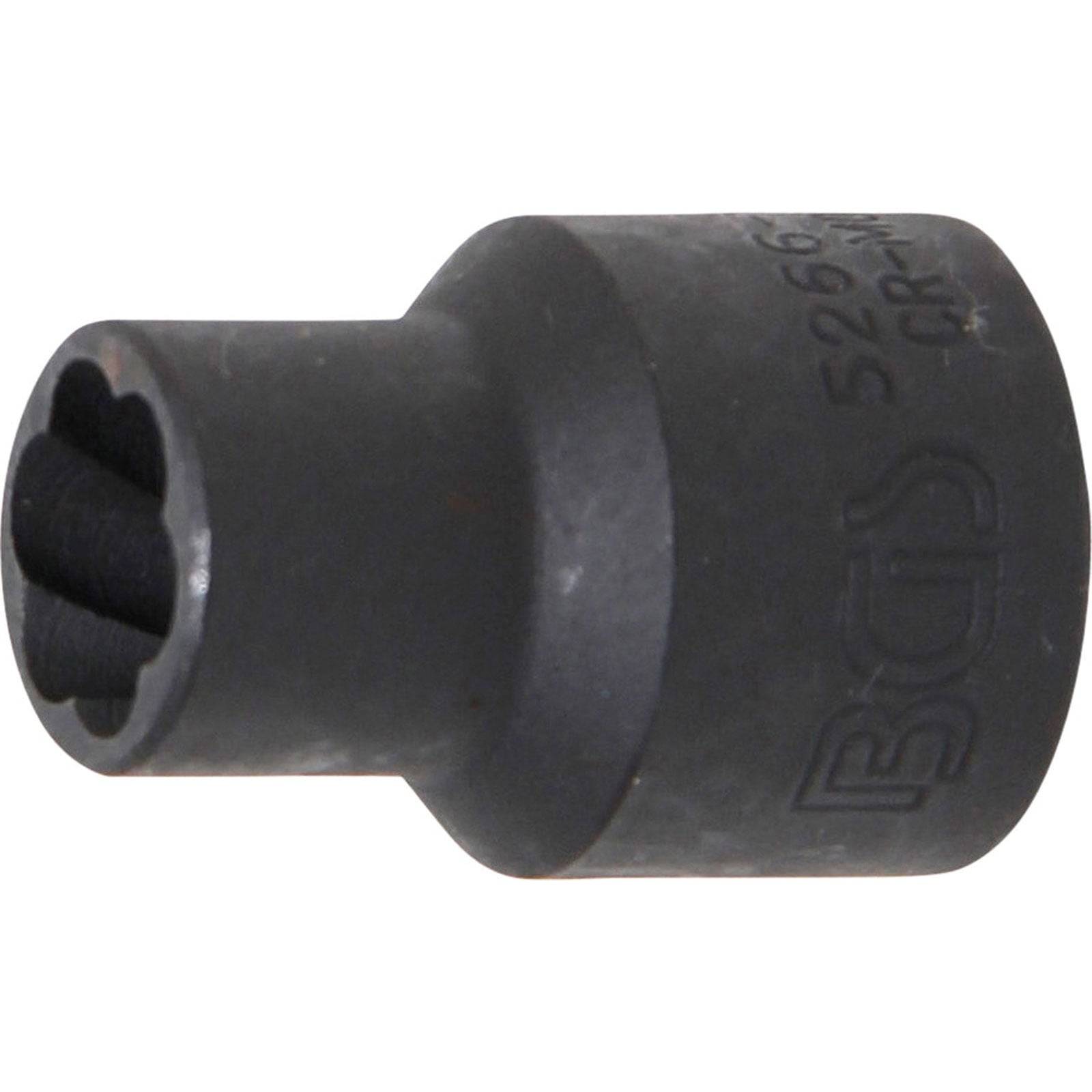 Ein grauer Metallwerkzeug-Einsatz mit einer sechseckigen Öffnung, gekennzeichnet mit 'BGS 5261'. Wird zum Festziehen oder Lösen bestimmter Schrauben verwendet.