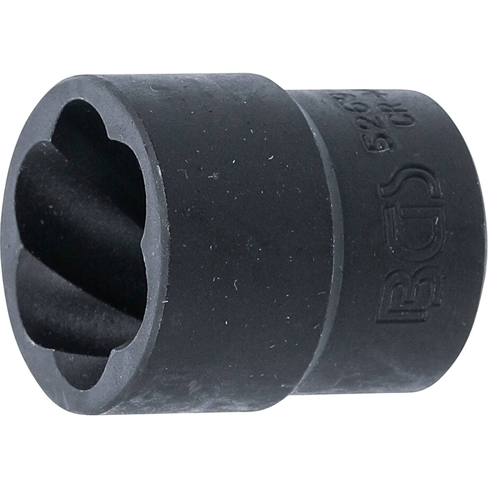 Eine dunkel gefärbte Bolzenausbrechersockel mit einem gerillten Innendesign zum Entfernen von beschädigten oder abgerundeten Bolzen.
