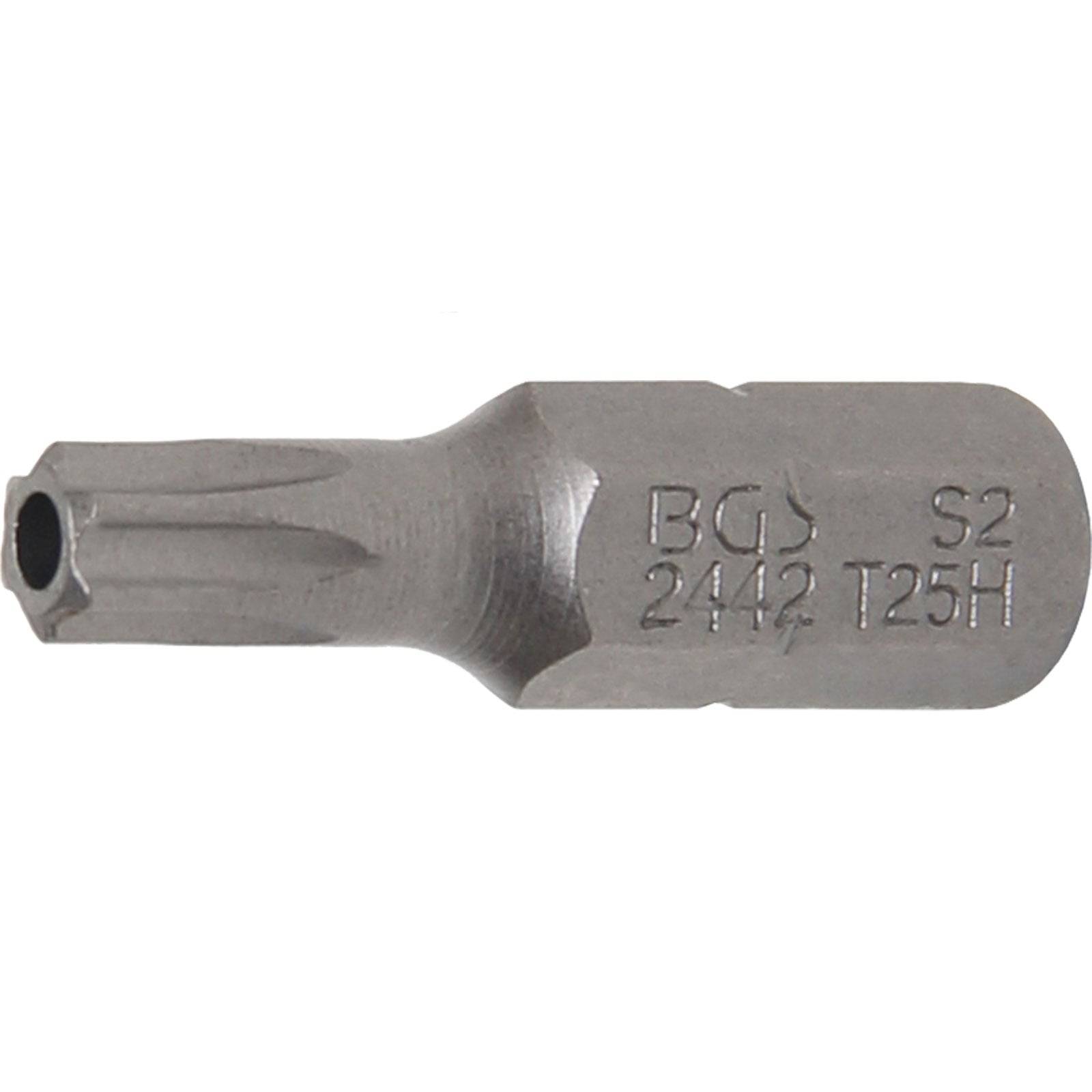 Torx-Bit mit der Bezeichnung BG S2 2412 T25H, grau, zum Befestigen von Schrauben mit Sternantrieb.