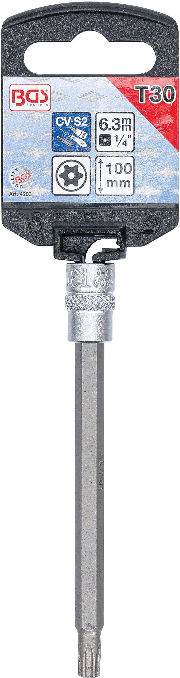 BGS technic Bit-Einsatz | Lnge 100 mm | Antrieb Innenvierkant 6,3 mm