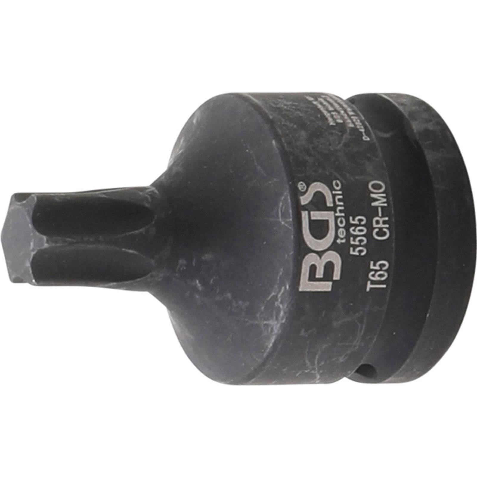 Torx-Bit T65 CR-MO von BGS technic, mit Sechskant-Antriebsaufnahme für automotive oder mechanische Anwendungen.