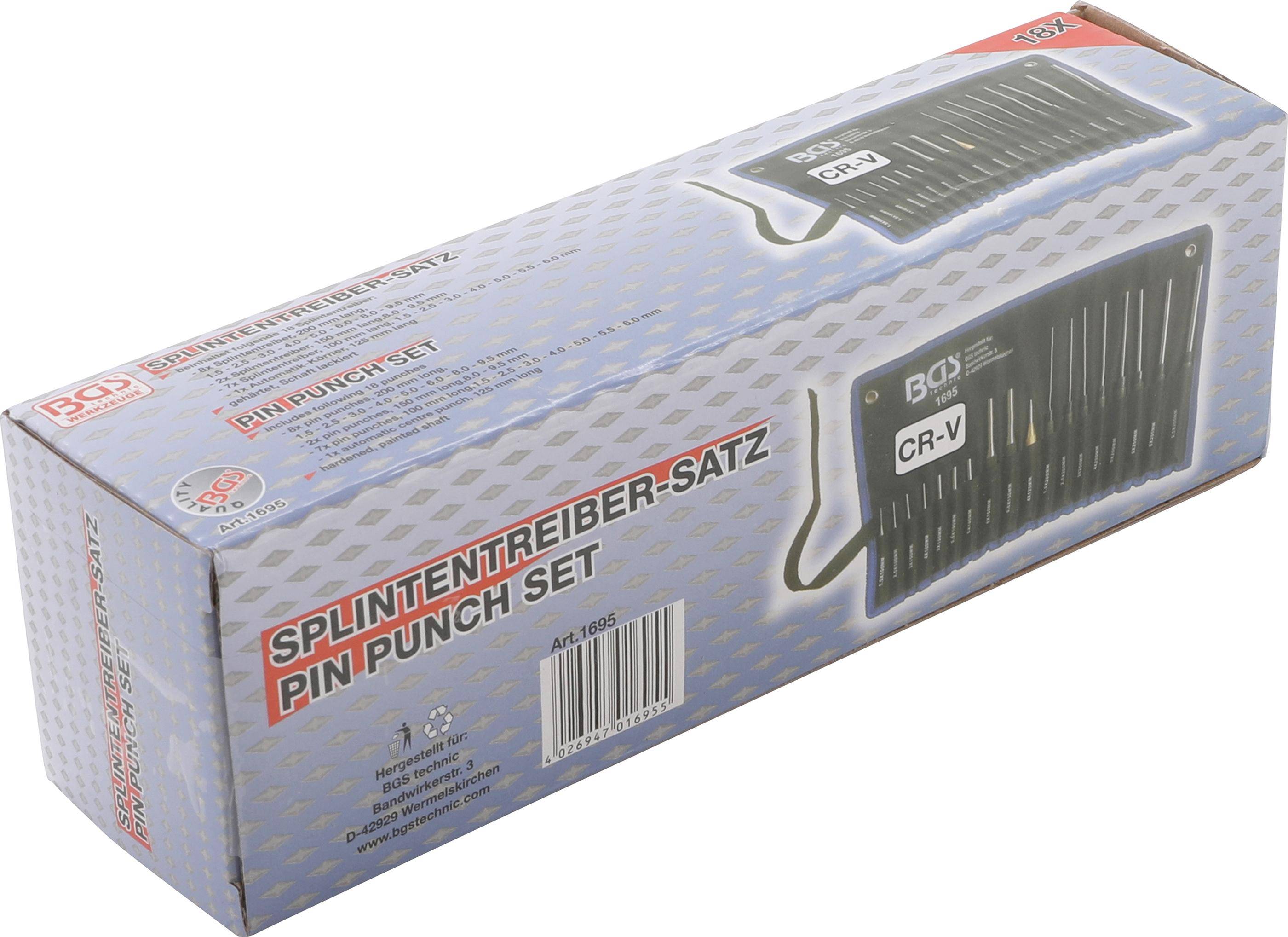 BGS Splintentreiber-Satz | 100 - 150 - 200 mm | 1,5 - 9,5 mm | inkl.