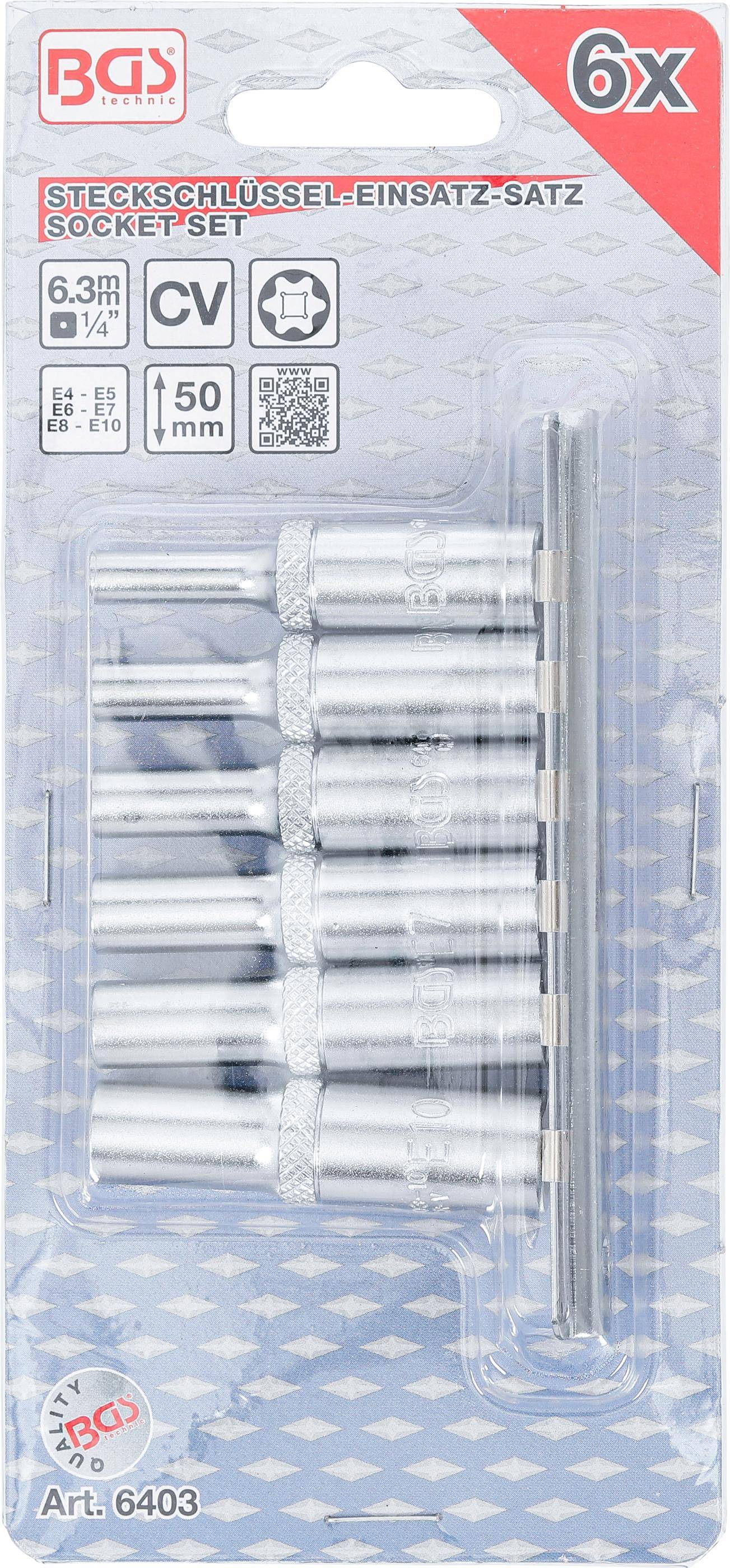 BGS Steckschlüssel-Einsatz-Satz E-Profil, tief | Antrieb