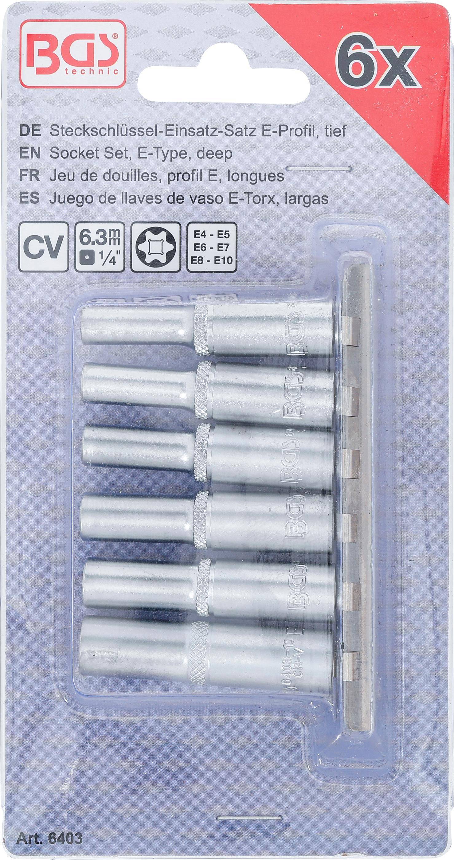 BGS Steckschlüssel-Einsatz-Satz E-Profil, tief | Antrieb