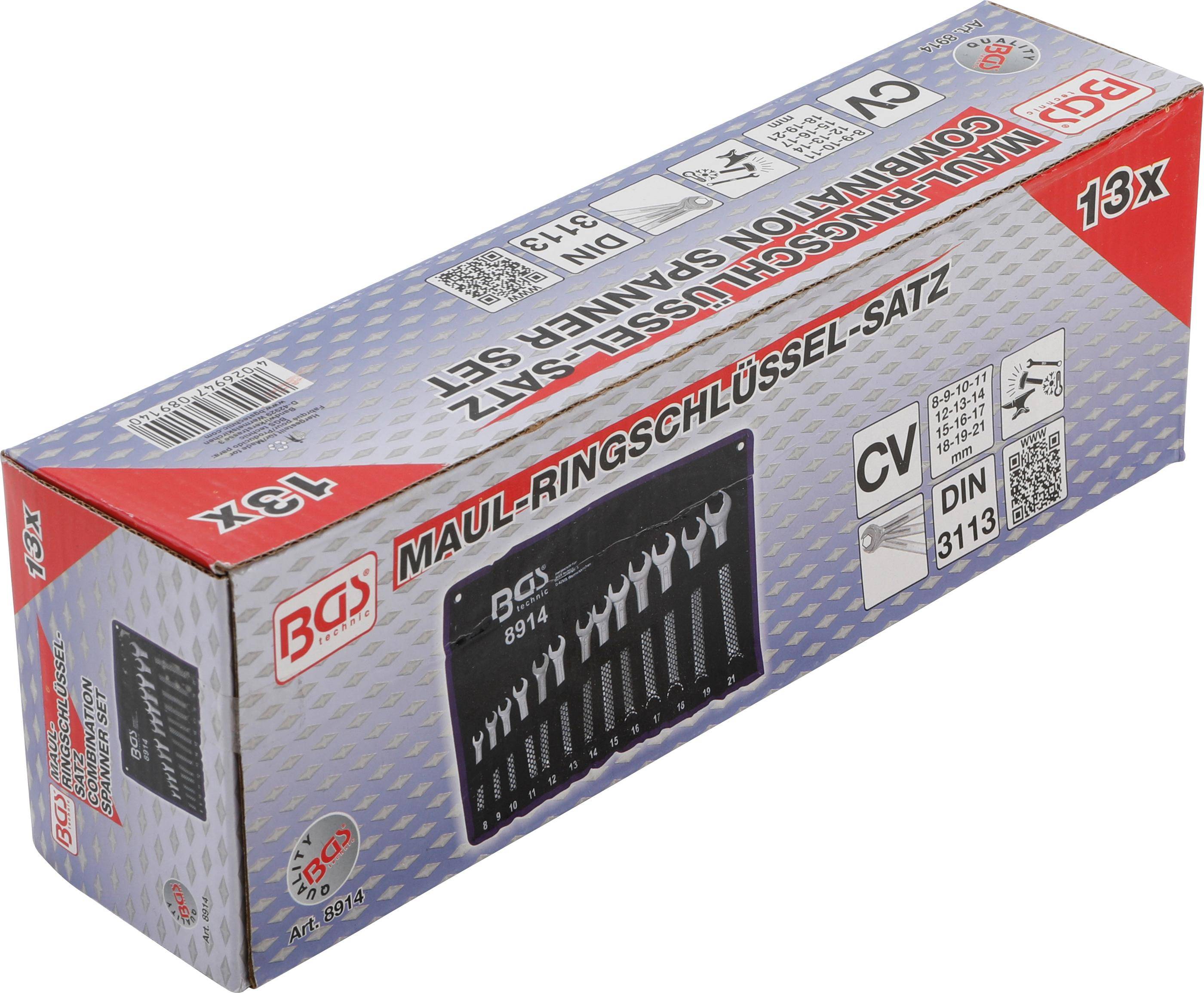 BGS Maul-Ringschlüssel-Satz | Maulseite mit Ratschenfunktion | SW 8 -