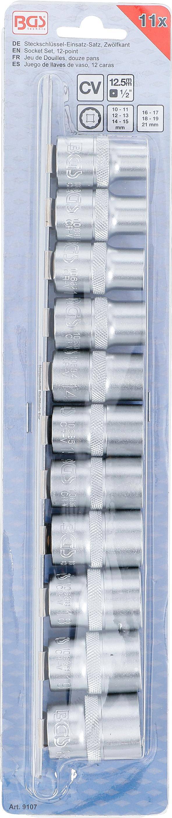 BGS Steckschlssel-Einsatz-Satz, Zwlfkant | Antrieb Innenvierkant 12,5