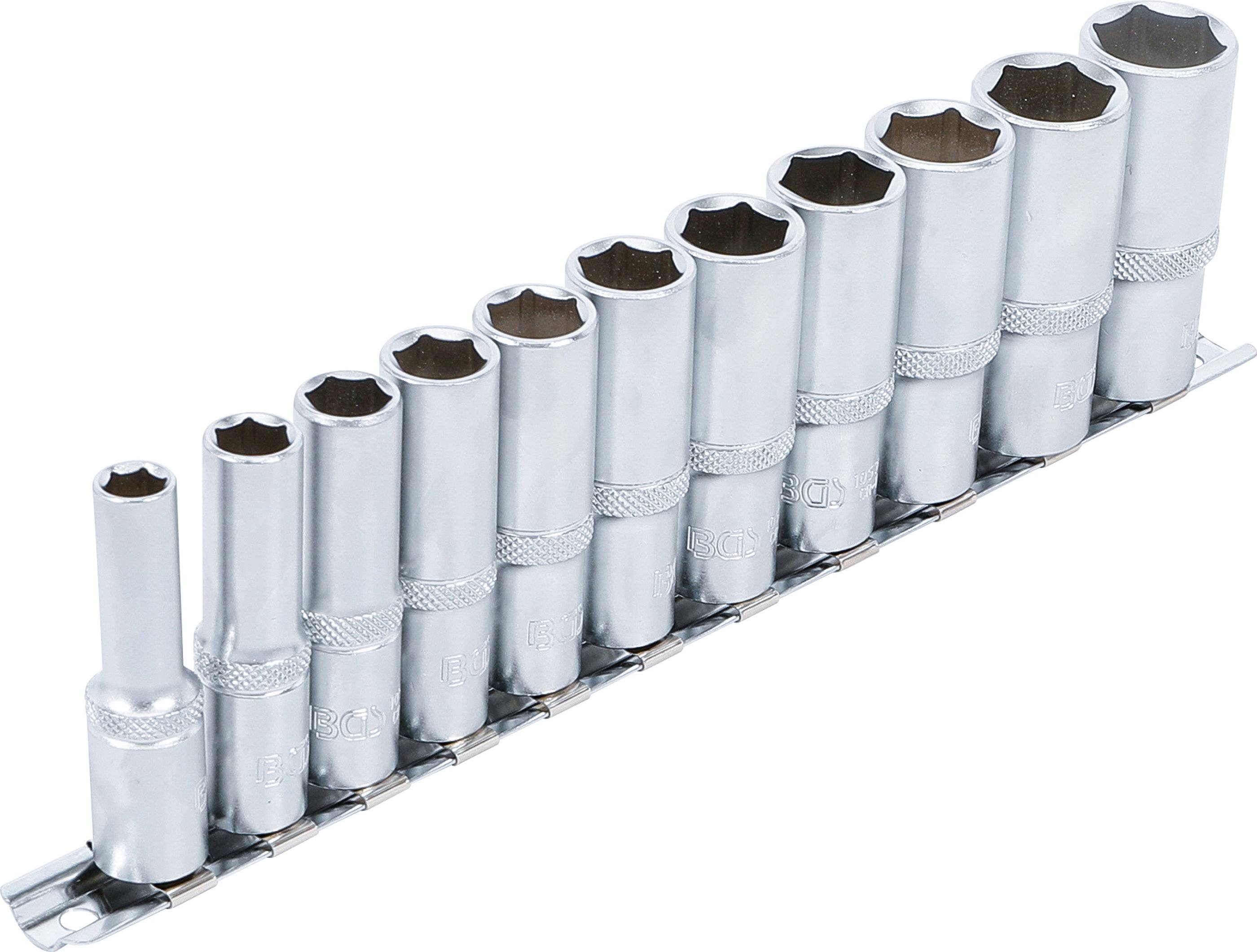 Steckschlüssel-Einsatz-Satz Sechskant, tief Antrieb Innenvierkant 10 mm (3/8) SW 8 - 19 mm 11-tlg.