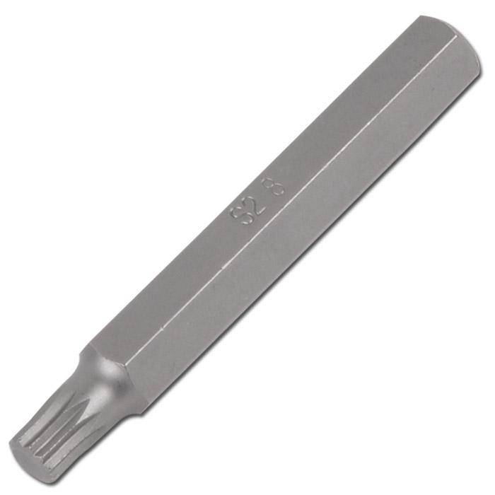 Silber-Torx-Schraubendreherbit, beschriftet mit T20, auf weißem Hintergrund dargestellt.