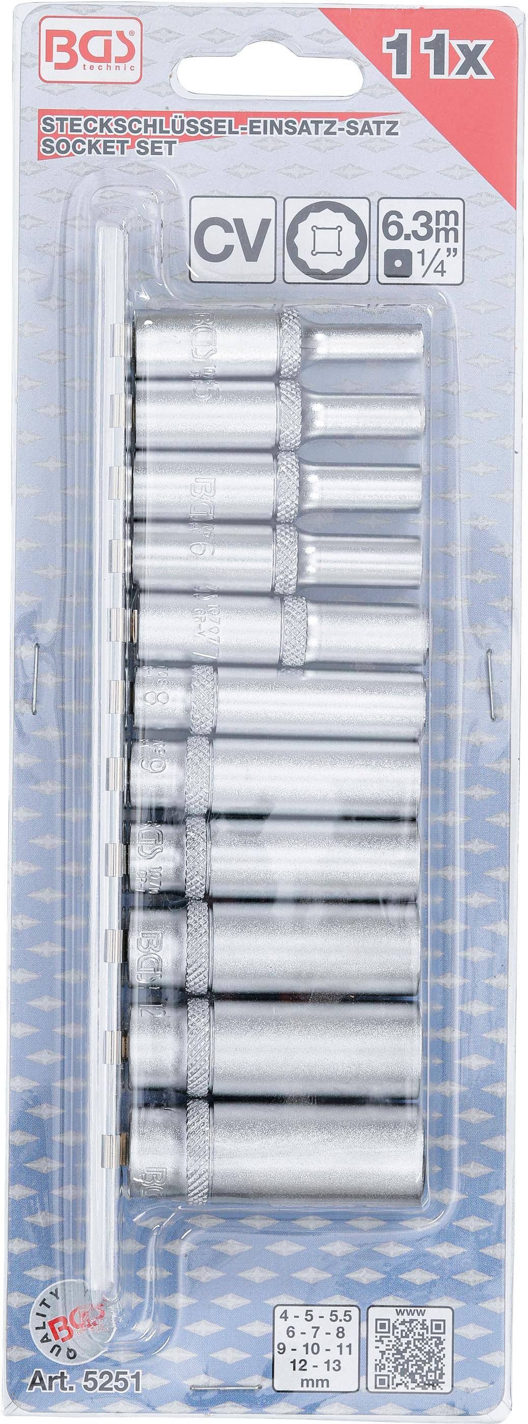 BGS Steckschlssel-Einsatz-Satz Zwlfkant, tief | Antrieb Innenvierkant